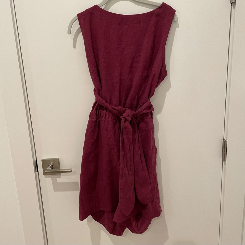Burgundy linen wrap back romper Sz L